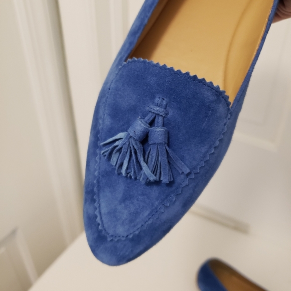 NWOB Talbots Royal Blue Suede Tassel Francesca Loafers Size 8.5 Business Casual - Picture 8 of 16